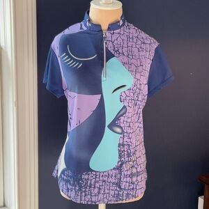Jamie Sadock Purple and Blue Graphic Top